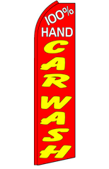 100% HAND CAR WASH (Red) Feather Flag