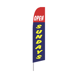 Open Sundays (Red and Blue) Feather Flag