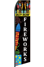 FIREWORKS Buy Now (Black, Custom) Feather Flag