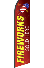 FIREWORKS Sold Here (Red, Custom) Feather Flag
