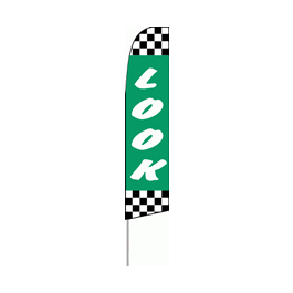 Look (Green and Checkered) Feather Flag