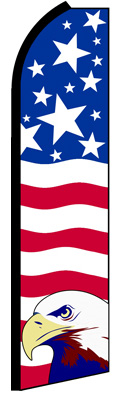 PATRIOTIC WITH EAGLE (Horizontal) Feather Flag