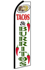 TACOS & BURRITOS (White) Feather Flag