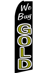 We Buy Gold (Black/White) Feather Flag