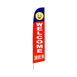 Welcome Drive In (Blue/Red) Feather Flag