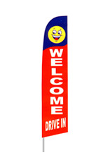 Welcome Drive In (Blue/Red) Feather Flag