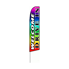 Welcome Drive In (Rainbow) Feather Flag