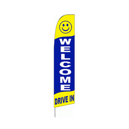 Welcome Drive In (Yellow/Blue) Feather Flag