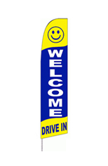 Welcome Drive In (Yellow/Blue) Feather Flag